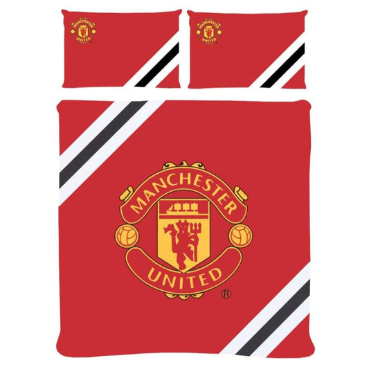 manchester united fc core stripe double duvet cover set