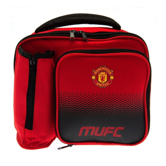 manchester united fc fade lunch bag with bottle holder