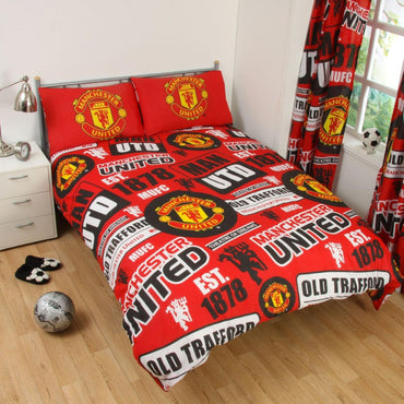 manchester united fc patch double duvet cover set