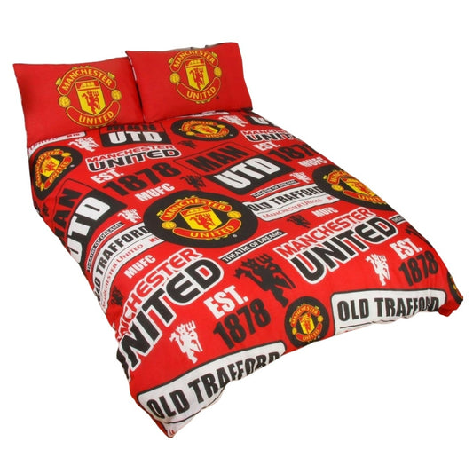 manchester united fc patch double duvet cover set