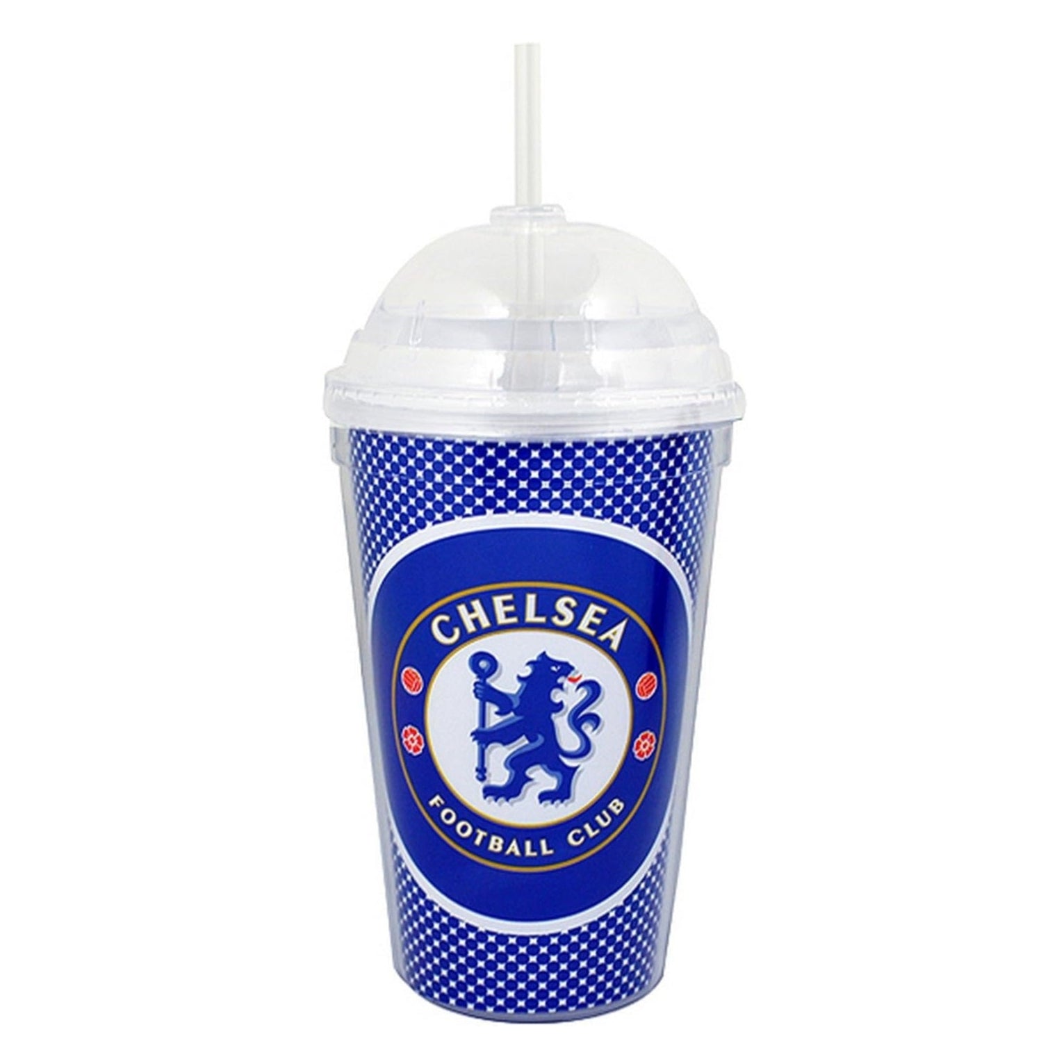 Chelsea FC tumbler glass with straw