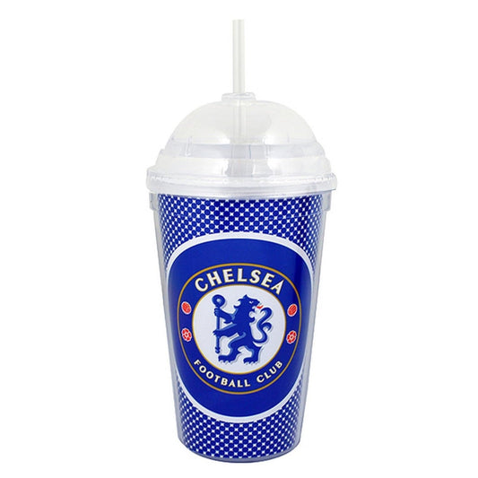 Chelsea FC tumbler glass with straw
