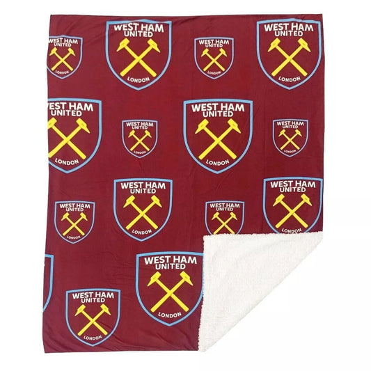 west ham united fc multi crest sherpa blanket