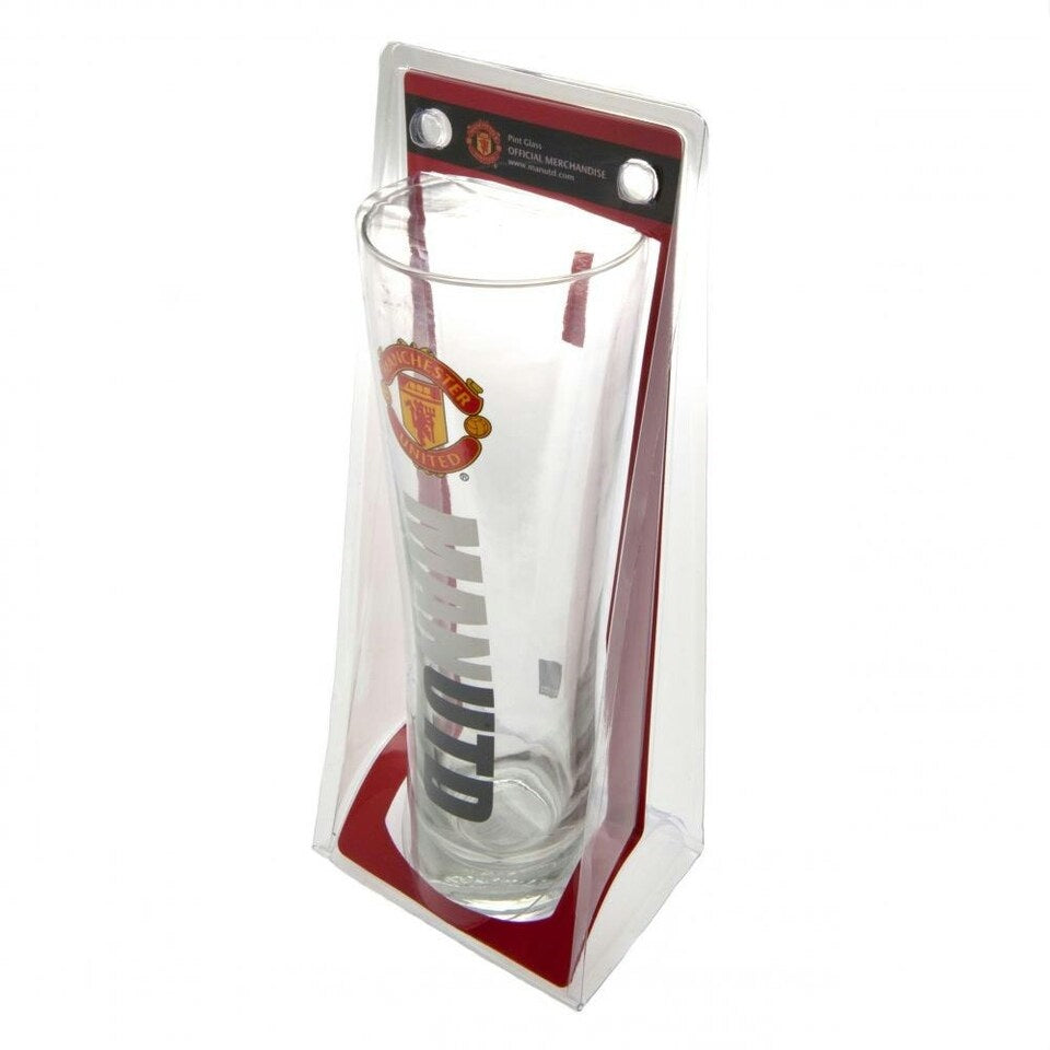 manchester united fc tall peroni pint glass