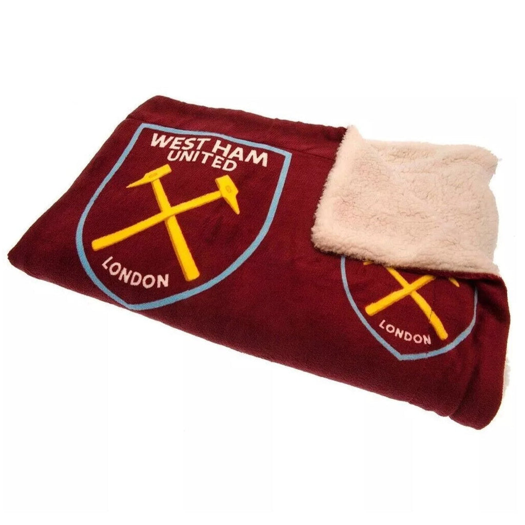 west ham united fc multi crest sherpa blanket