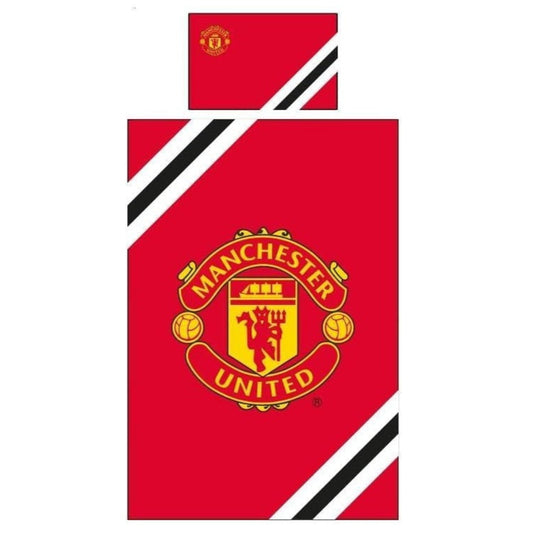 manchester united fc stripe single duvet cover set