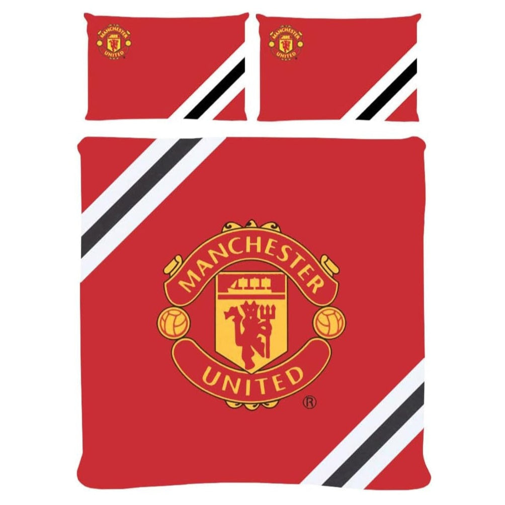 manchester united fc core stripe double duvet cover set