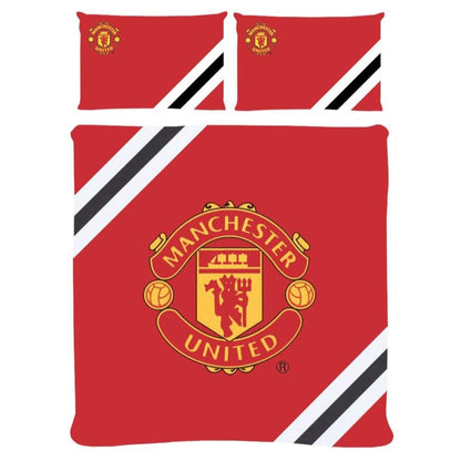 manchester united fc core stripe double duvet cover set