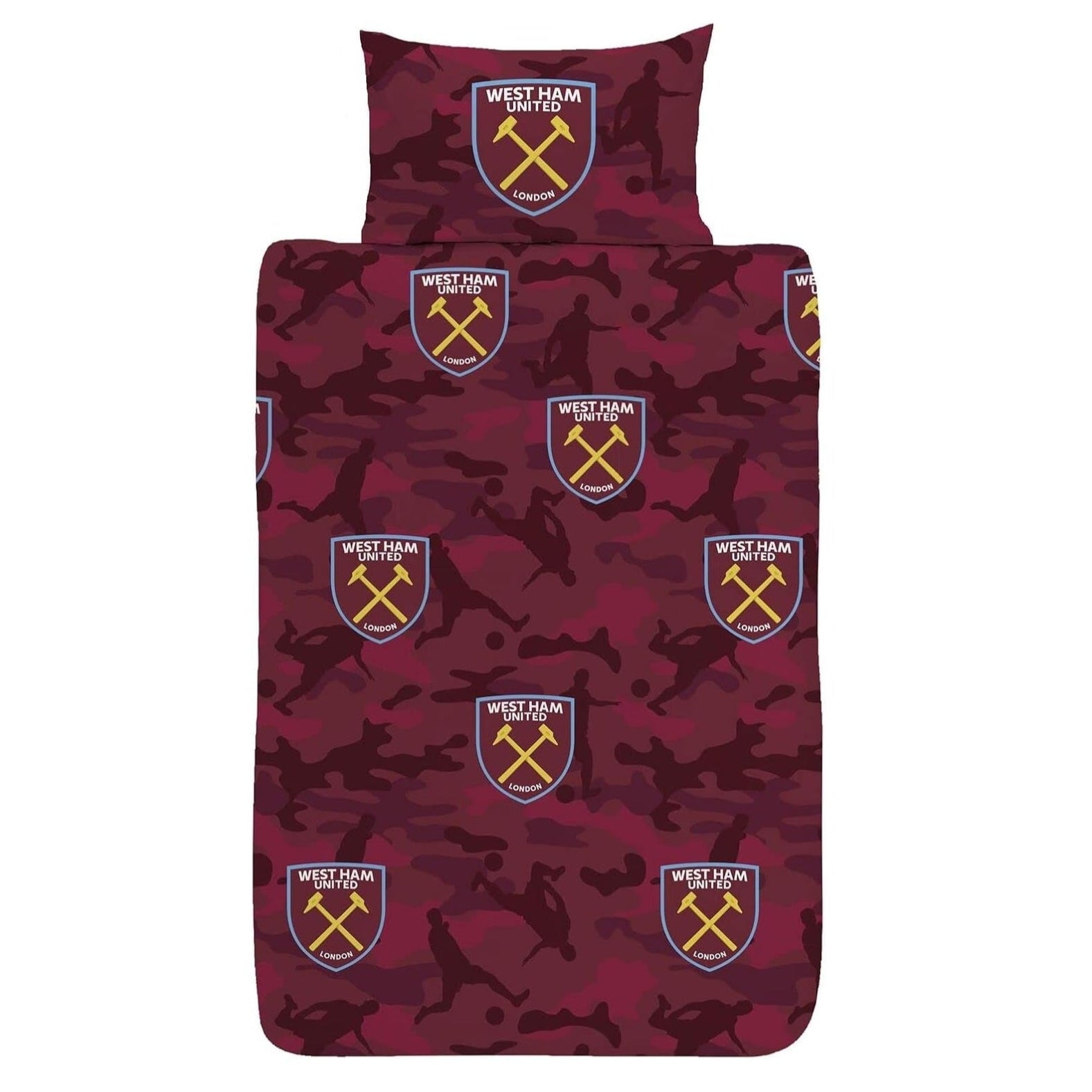 west ham united fc camo single duvet cover set