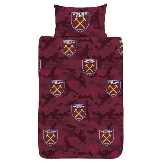 west ham united fc camo single duvet cover set