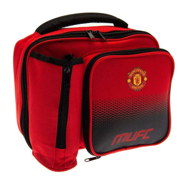 manchester united fc fade lunch bag with bottle holder