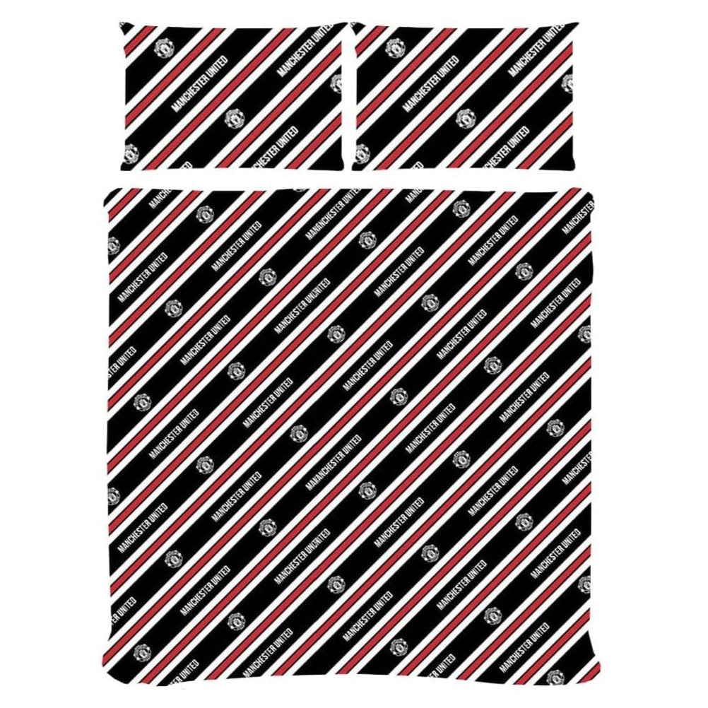 manchester united fc core stripe double duvet cover set