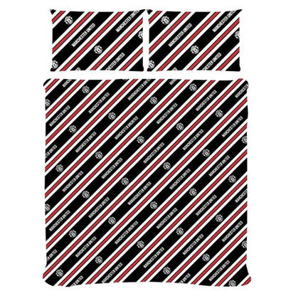 manchester united fc core stripe double duvet cover set