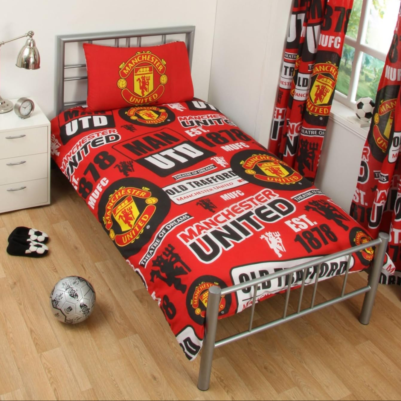 manchester united fc patch single duvet cover set
