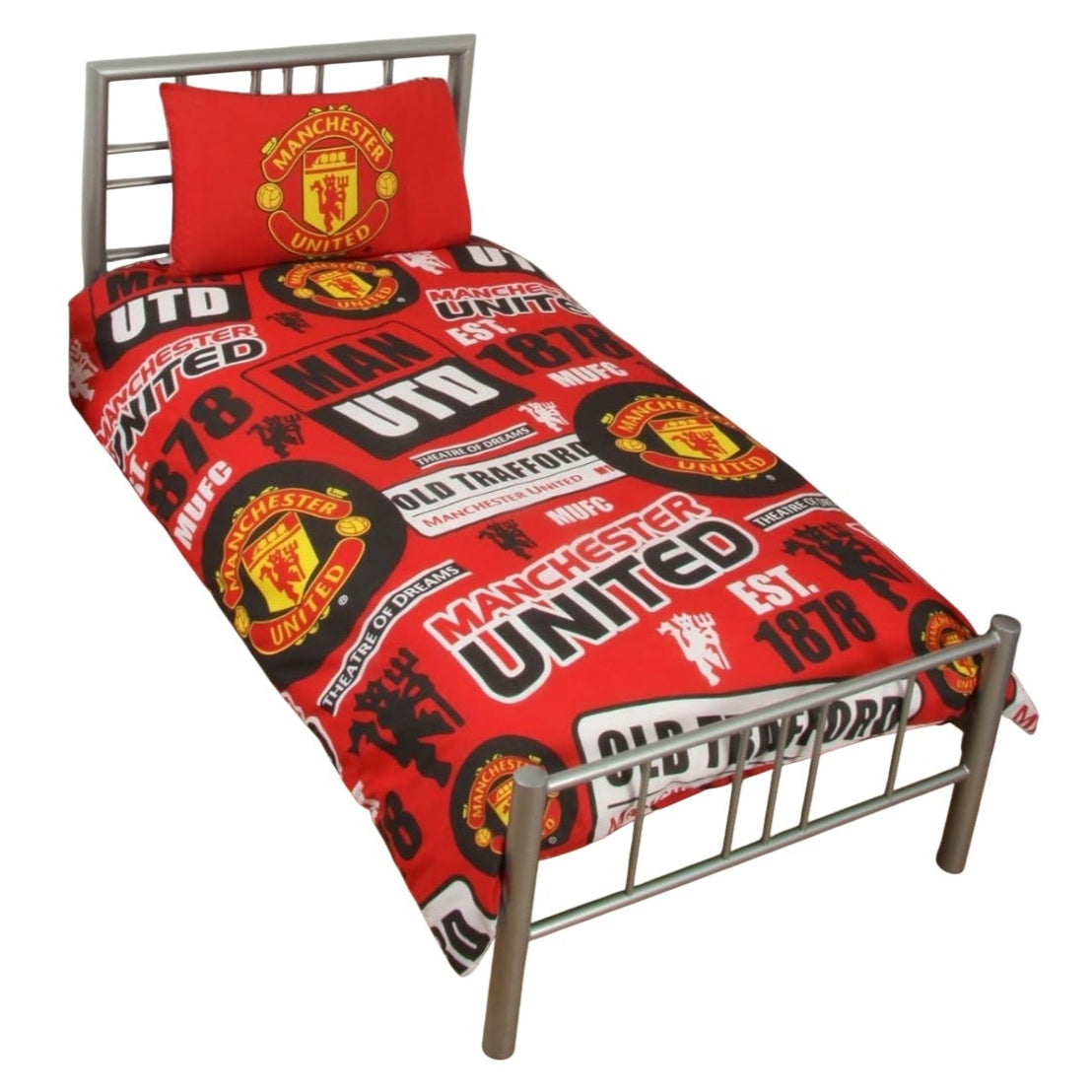 manchester united fc patch single duvet cover set