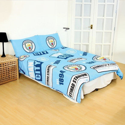manchester city fc patch double duvet cover set