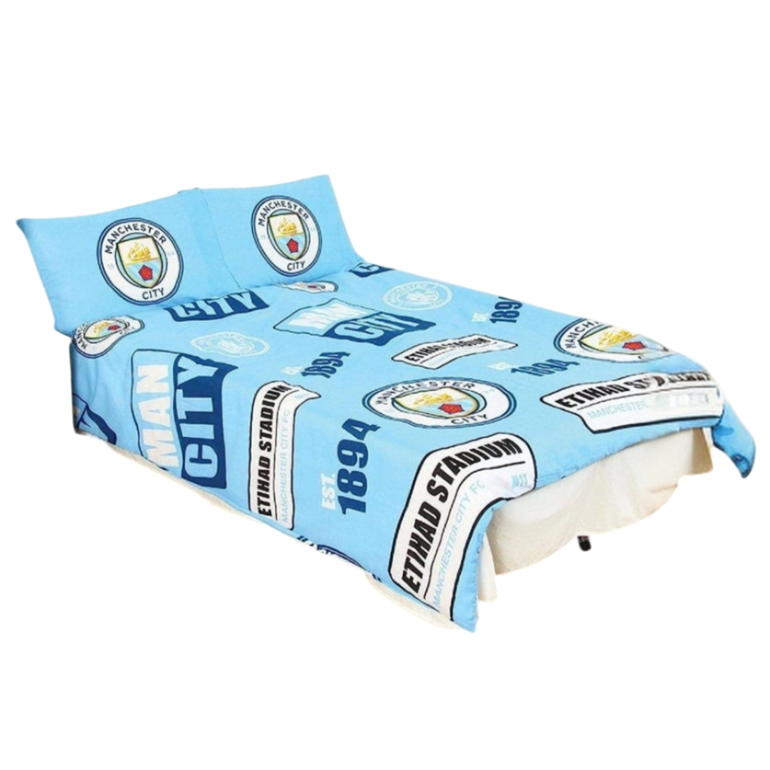 manchester city fc patch double duvet cover set