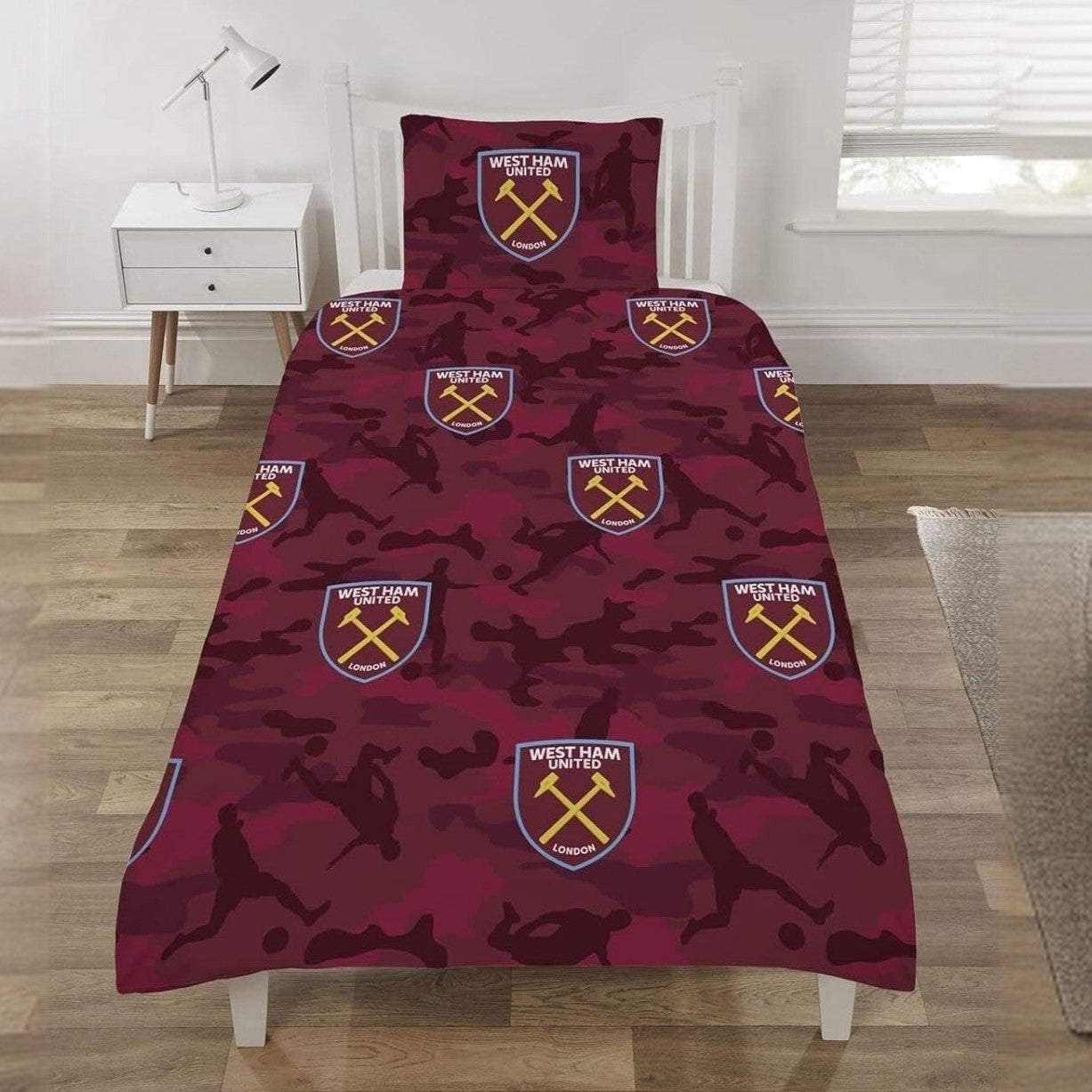 west ham united fc camo single duvet cover set