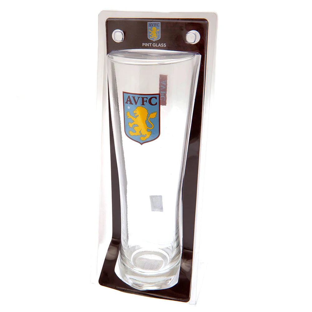 aston villa fc tall beer pint glass