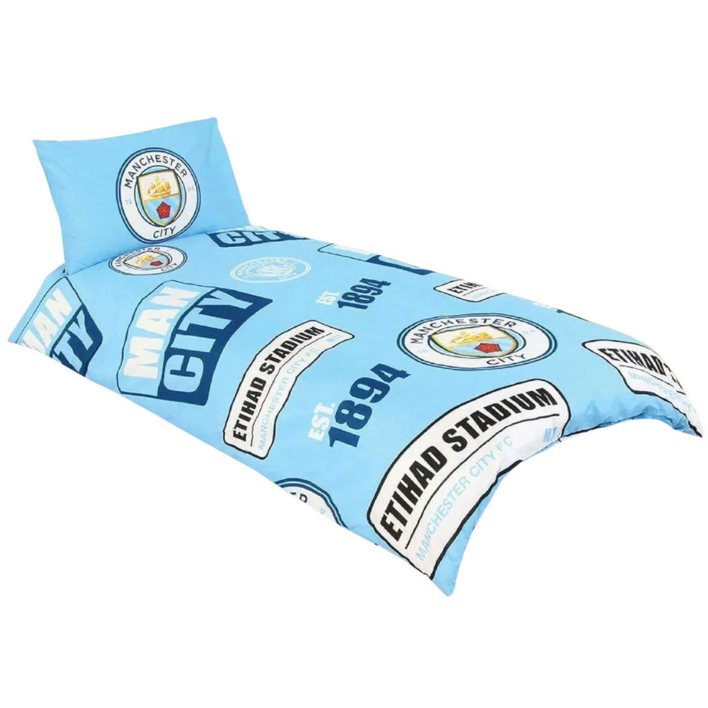 manchester city fc patch single duvet cover set