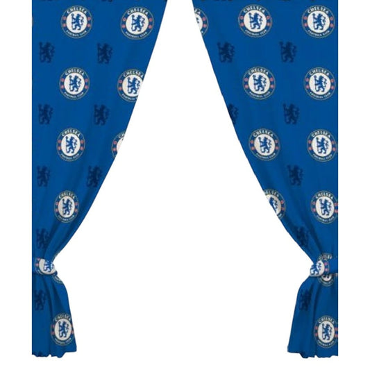 chelsea fc repeat crest curtains 54" drop