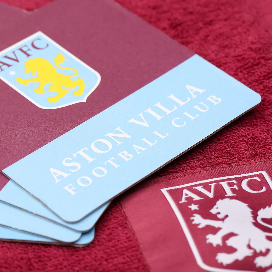 aston villa fc bar set (pint glass, coasters, bar towel)