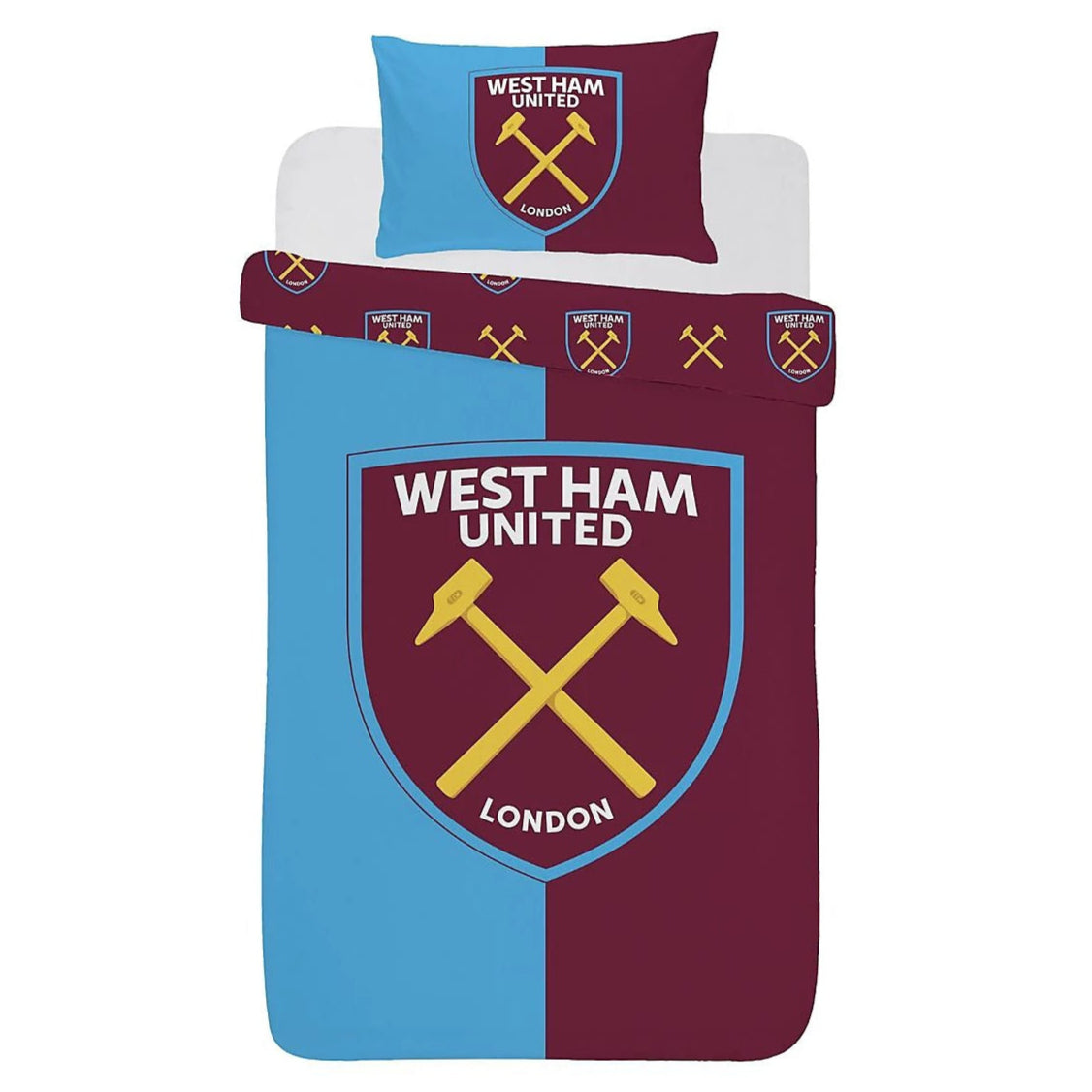 west ham united fc sky single duvet cover set