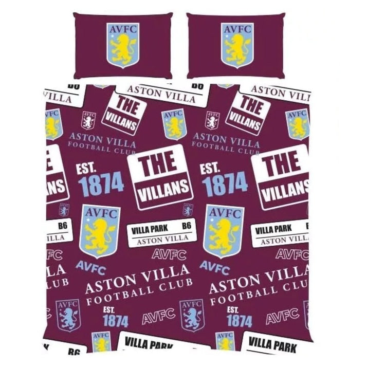 aston villa fc patch double duvet cover set